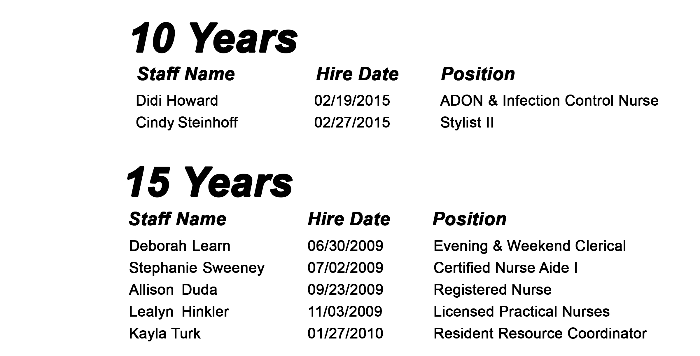 10 - 15 Years