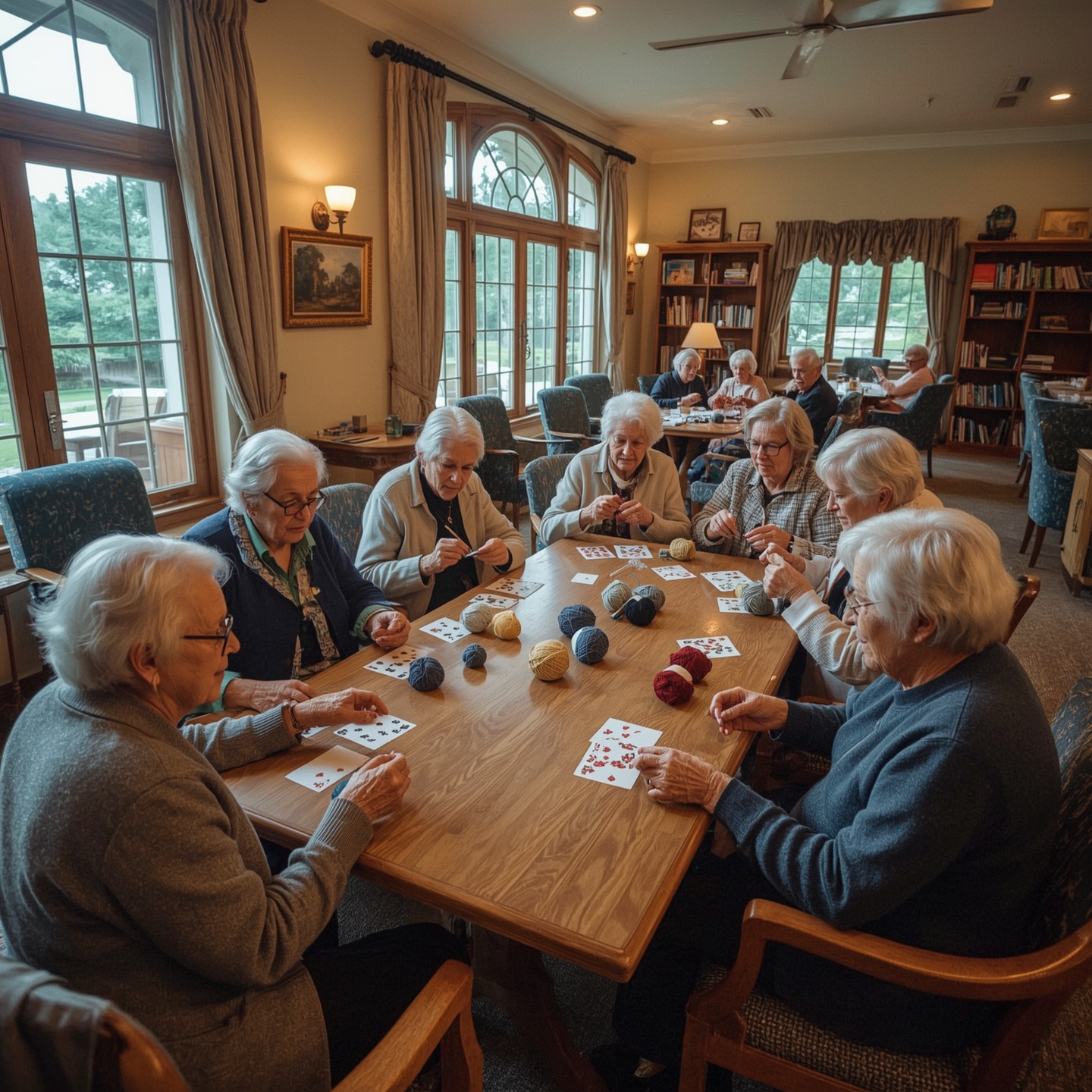 Seniors enjoying a game of cards at a respite care facility